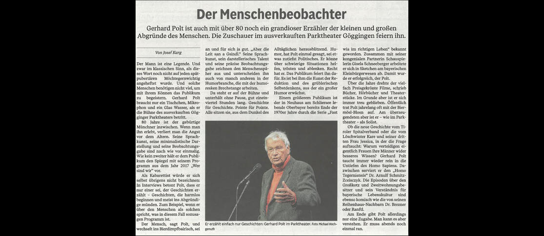 Augsburger Allgemeine Feuilleton über - "Gerhard Polt"